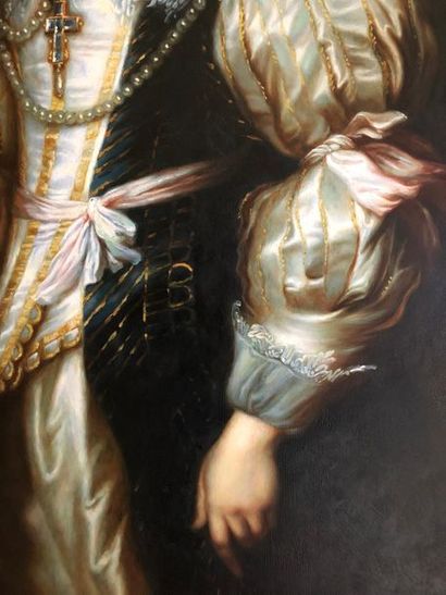 null Antoine VAN DYCK (1599-1641) D'après, 

Portrait de Marie-Louise de Tassis

Huile...