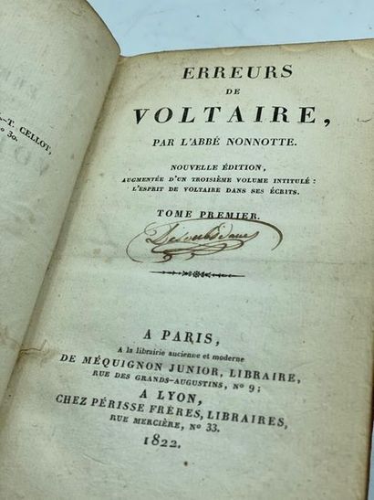 ABBE NONOTTE - ERREURS DE VOLTAIRE ABBE NONOTTE 
Erreurs de Voltaire 
Trois volumes....