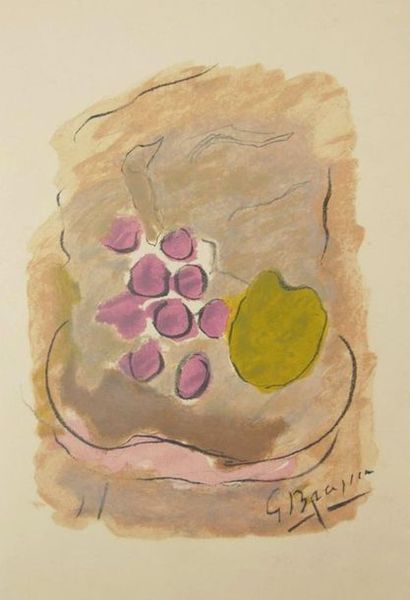 null Georges BRAQUE (1882-1963)
Still life with bunch of grapes
Colour lithograph...