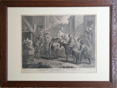 null Louis SURUGUE (1686-1762) according to
Arrival of the operator at the hostellerie
Engraving...