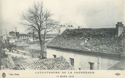 null 58 DISASTER POST CARDS: Various Departments. Of which" Cambrai-During the Fire-Saint...