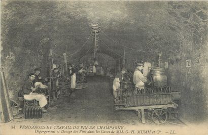 null 34 CARTES POSTALES ALCOOL : Le Mousseux et le Champagne. Scènes de Vendanges...