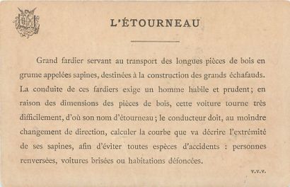 null 12 CHROMOS MOYENS DE TRANSPORTS : Editeur V.V.V. "Le Bac, La Voiture d'Ambulance,...