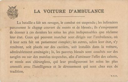 null 12 CHROMOS MOYENS DE TRANSPORTS : Editeur V.V.V. "Le Bac, La Voiture d'Ambulance,...