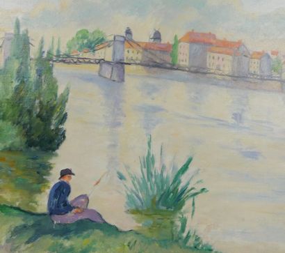 Henri MANGUIN (1874-1949) 
Pêcheur à Tain-Tournon, 1944 
Huile sur toile, signée...
