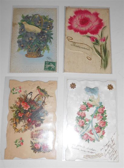 null 41 FANTAISHED POSTCARDS: Additions, Embroidered, Fabrics and Celuloids. Various...