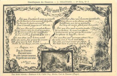 null 19 MILITARIA POStcards: Cantiques de Guerre by Abbot Eug Morice-Curé of Dounoux...