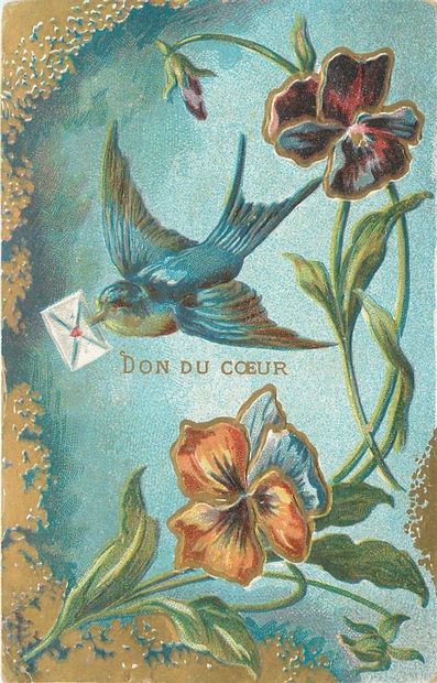 null 63 CARTES POSTALES FANTAISIES : Les Myosotis-25cp et les Pensées-38cp. Dont"...