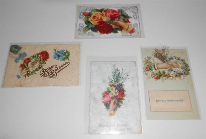 null 41 FANTAISHED POSTCARDS: Additions, Embroidered, Fabrics and Celuloids. Various...