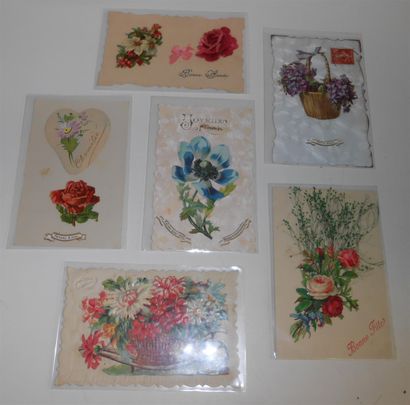 null 41 FANTAISHED POSTCARDS: Additions, Embroidered, Fabrics and Celuloids. Various...