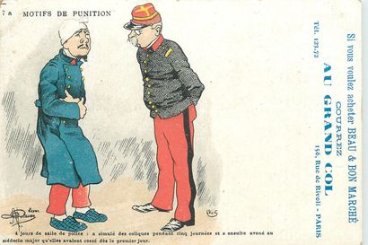 null 22 ILLUSTRATOR POST CARDS: Guillaume. Militaria theme. Of which "A la Baïonnette-Ils...