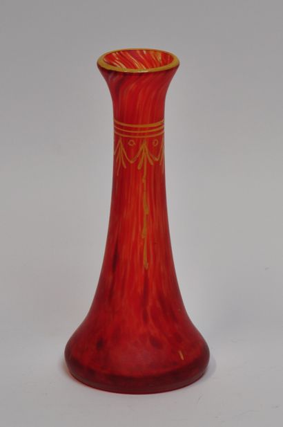 null François-Théodore LEGRAS (1839 - 1916)

Vase soliflore en verre flammée rouge...
