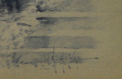 null Eugène GRIVAZ (1852 ? - 1915)

Elégante à la cage

Lavis sur papier signé en...