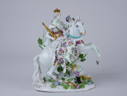 null MEISSEN: 

Europe. Porcelain group with polychrome and gold decoration. Marked.

Eighteenth...