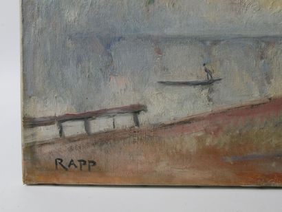 null 


Ginette RAPP (1928-1998)


Paysage de rivière 




Huile sur toile, signée...