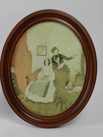 null Pair of reproductions representing " The reading " and " The apothecary " framed...