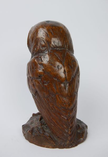 null André VABOIS. 

Owl in carved wood, signed on the back. Work of the XIXth century

Height...