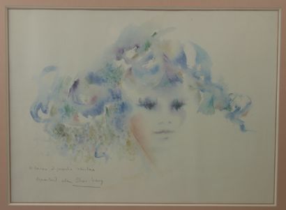 null Shan MERRY (Born in 1935)

Young girl with flowered hair 

Watercolour on paper...