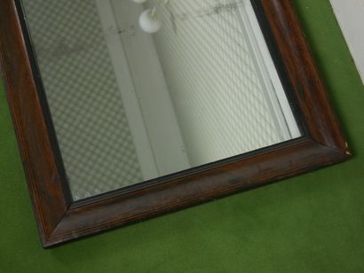 null Rectangular glass, the frame in mahogany veneer and light wood fillets. 

Size...