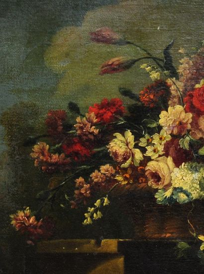 null 
Attributed to Gasparo LOPEZ (1677-1732)




Basket of flowers on entablature




Oil...