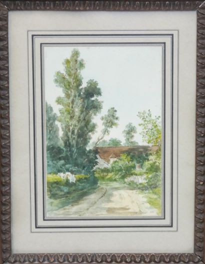 null French school of the 19th century 

Country road 

Watercolor on paper signed...