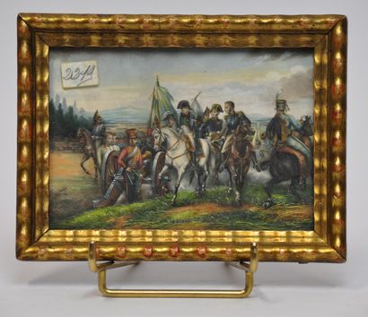 null French school of the end of the 19th century

Napoleon I on a campaign scene

Oil...