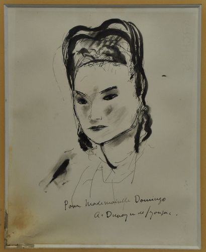 null André DUNOYER DE SEGONZAC (1884-1974)

Portrait de femme 

Encre et lavis sur...