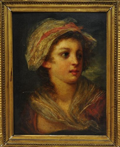 null 
Jean-Baptiste GREUZE (1725-1805) After




Portrait of a young girl




Oil...