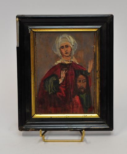  French school of the 20th century 
The Veil of Saint Veronica 
Oil on panel 
16,5...