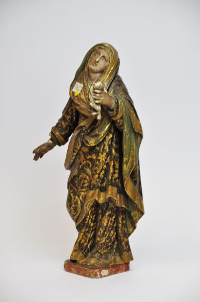 null 
Vierge et saint Jean de Calvaire en bois sculpté et polychromé, yeux en verre....