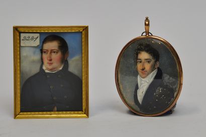 
Lot of two miniatures on cardboard and framed...