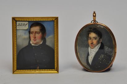 null 
Lot of two miniatures on cardboard and framed representing : 




- Presumed...