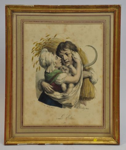  Louis-Léopold BOILLY (1761-1845) D'après. 
Les quatre saisons. Série de quatre lithographies...