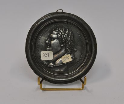 null Suite of 4 medallions bas-relief and their pewter frame representing the Roman...