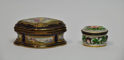 null In the taste of SEVRES and CAPODIMONTE, lot including : 

- An oblong blue and...
