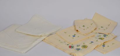 Embroidered silk table linen including placemats,...