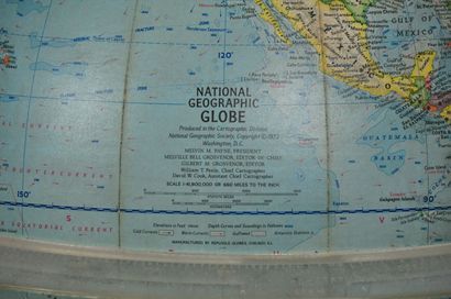 null Illuminated globe, plastic banding. National Geographic Society. Scale: 1:480,000....
