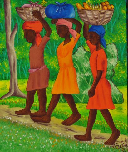 null BOTTEF. Ecole Haïtienne du XXème siècle 

Scènes de la vie quotidiennes 

Huiles...