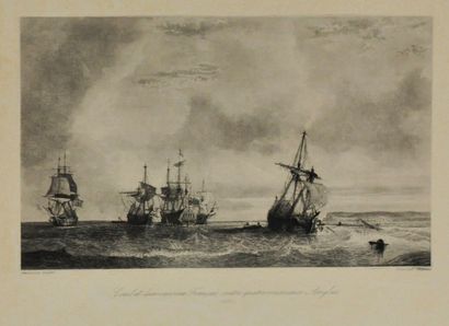  Théodore GUDIN (1802-1880) after 
Combat of a French ship against four English ships...