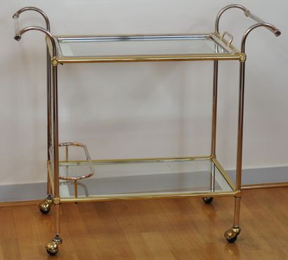 Rolling sideboard in gilded and silvered...
