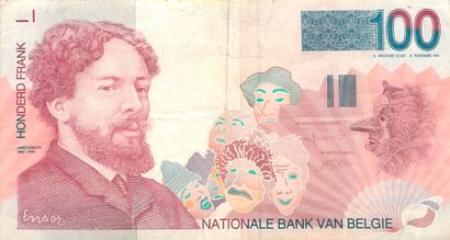 null 17 Billets de Banque et 1 pièce de Monnaie : Etrangers.

3-Belgique : 100 Francs...