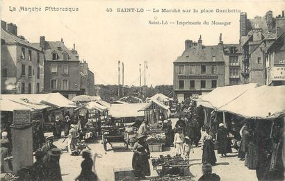 null 13 CARTES POSTALES LES MARCHES : Saint Lô. "3cp-Le Marché de la Places des Alluvions...