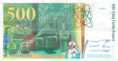 null 60 Billets de 500 Francs, Pierre et Marie Curie, 1994-35, 1995-9, 1998-4 et...