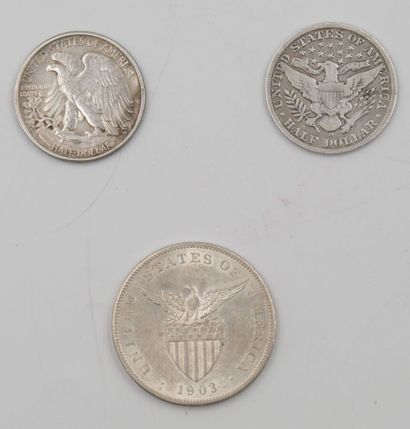 null 3 Monnaies Etats-Unis & Philippines. Argent.

Half Dollar Barber O 1908. Poids...