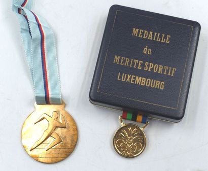 null ETRANGERS. Ensemble de 4 Médailles et Plaque. Divers métal.

 Fédération Luxembourgeoise...