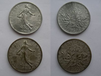 null 5 Monnaies France. Argent.

2-5 Francs Hercule, 1873 A (Paris) et 1874 K (Bordeaux)....