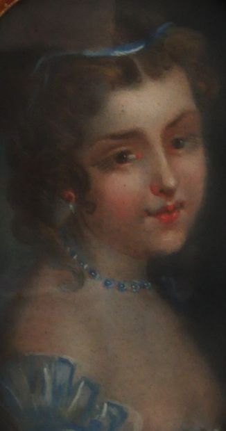 null Ecole française du XIXème siècle

Jeune femme au collier de perles 

Pastel...