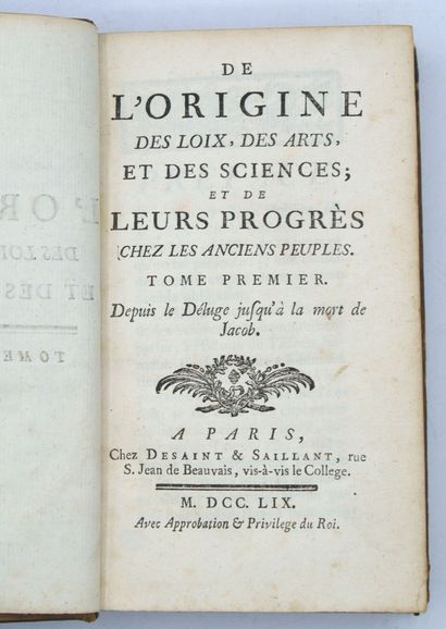 null GOGUET (Antoine Yves) et FUGERE (A.C.). De l'Origine des Loix, des Arts, et...