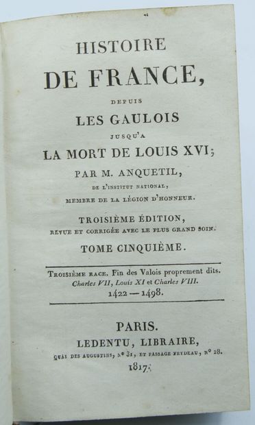 null HISTOIRE DE France]. Together 21 Volumes. Antique bindings.

15 Volumes : Anquetil....
