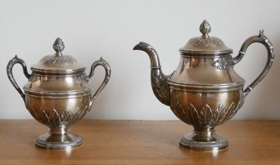 null Service four pieces to tea and coffee out of silver 925 thousandths with decoration...